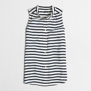 J Crew Factory Printed Drapes Tank in Navy Stripes